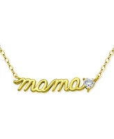 Giani Bernini Cubic Zirconia Mama Script Pendant Necklace 18k Gold-Plated Sterling Silver (also Silver), 16" + 2" extender, Exclusively
