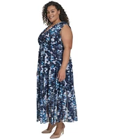 Dkny Plus Printed Empire Maxi Dress