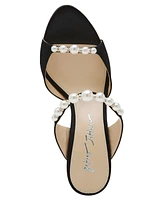 Betsey Johnson Women's Lacy Embellished Satin Heeled Mules