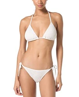 Michael Michael Kors Womens Crochet Halter String Tie Triangle Bikini Crochet String Tie Bottom
