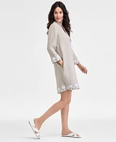 Charter Club Women's 100% Linen Palm-Trim Mini Dress, Exclusively at Macy's