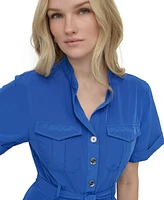 Dkny Petite Fit & Flare Mini Belted Utility Dress