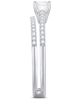 Diamond Emerald Cut Double-Row Engagement Ring (1/2 ct. t.w.) 14k White Gold