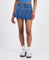Indigo Rein Juniors' Cheerleader Pleated Front Denim Skort