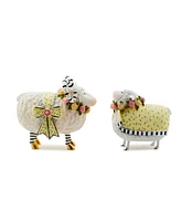 Mackenzie-Childs Patience Brewster Lydia Liam Lamb Figures, Set of 2