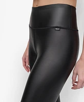 Dkny Women's Faux Leather High Waist 7/8 Legging Pants