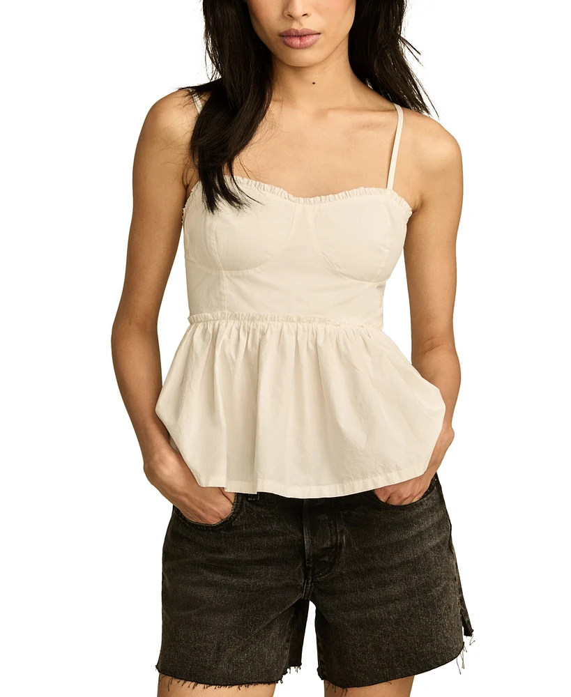 Lucky Brand Women's Cotton Ruched Corset Cami Top