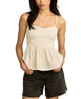 Lucky Brand Women's Cotton Ruched Corset Cami Top