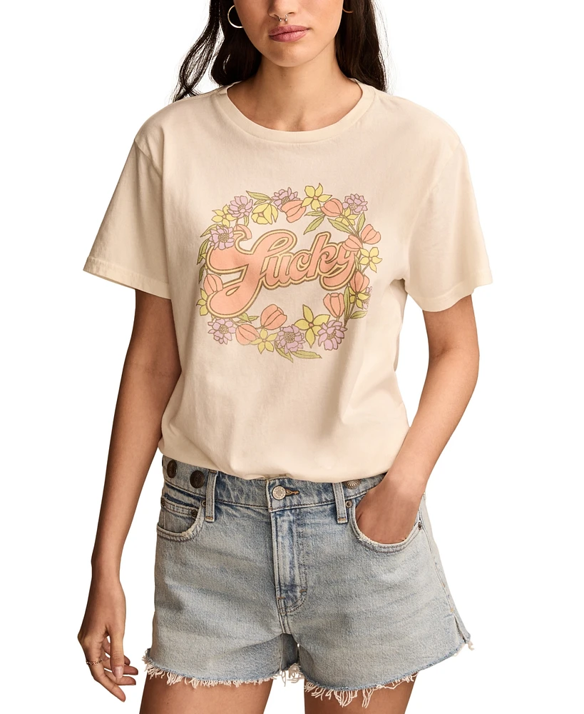 Lucky Brand Women's Floral Boyfriend Cotton T-Shirt