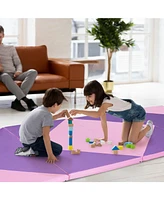 4-Panel Pu Leather Folding Gym Mat - Hook & Loop Fasteners