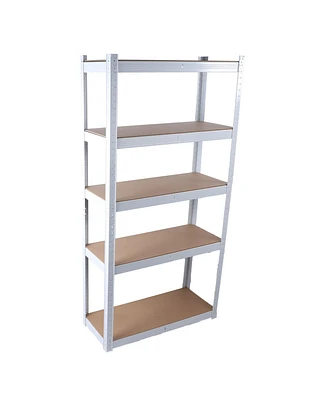 5 Tier Laminated White Metal Shelving Unit Adjustable Garage Storage Utility Rack Heavy Duty Shelves Organization Multipurpose Shelf Warehouse Basemen