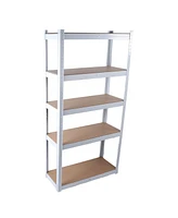 5 Tier Laminated White Metal Shelving Unit Adjustable Garage Storage Utility Rack Heavy Duty Shelves Organization Multipurpose Shelf Warehouse Basemen