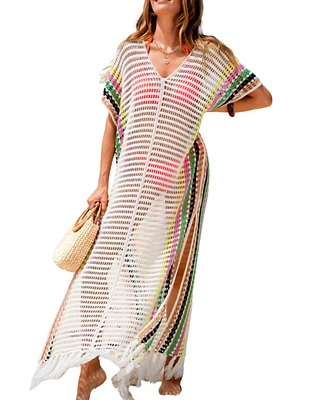 Cupshe Women's Painted Horizon Beige Cover-Up Maxi Beach Dress