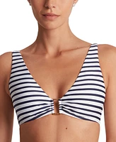 Lauren Ralph Women's Striped Hardware V-Neck Bikini Top