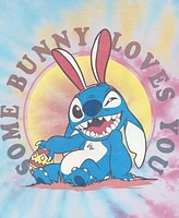 Lilo Stitch Men's Some Bunny Loves You Short Sleeve Tie Dye T-Shirt