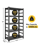 Storage Shelves 5 Tier Heavy Duty Metal Shelving Unit Adjustable Shelving Units and Storage Rack Kitchen Garage Shelf H72 W47.2 D23.6