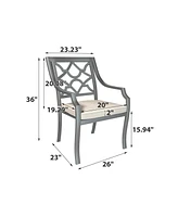 Mondawe Powder Coated Cast Aluminum Outdoor Dining Armchair with Cushion (Set of 2)