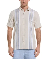 Cubavera Men's Classic-Fit Engineered Stripe Panel Linen Blend Button-Down Shirt