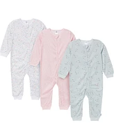Gerber Toddler Girls Footless Pajamas with Reverse Zipper, 3-Pack