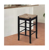Counter Stool with Frame and Handwoven Rush Seat for Rustic and Comfortable Seating
