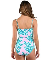 La Blanca Womens Opulent Palm Embellished Tankini Top Hipster Bikini Bottoms