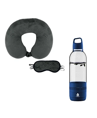 Pursonic Travel Comfort & Entertainment Bundle – 2-in-1 Water Bottle Speaker & Memory Foam Travel Pillow with Sleep Mask