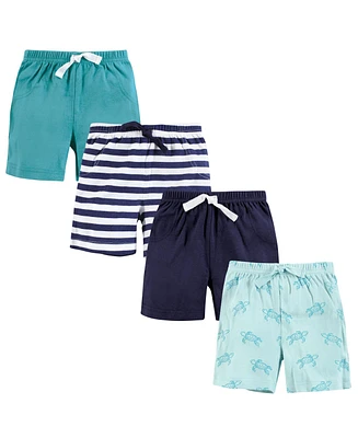 Hudson Baby Boys Shorts Bottoms 4-Pack, Sea Turtle, 9-12 Months