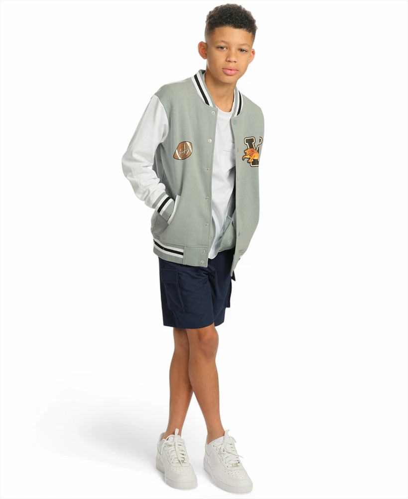 Sovereign Code Little and Big Boys Color Blocked Varsity Jacket