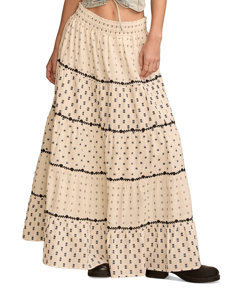 Lucky Brand Women's Textured Patchwork Maxi Skirt