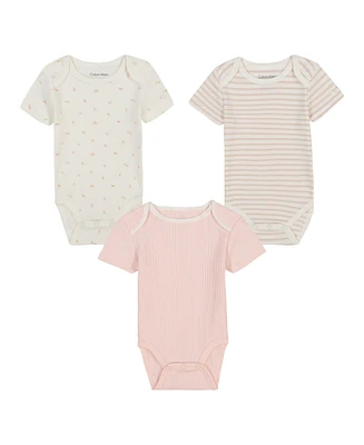 Calvin Klein Baby Girls 3-Piece Short Sleeve Bodysuit Set