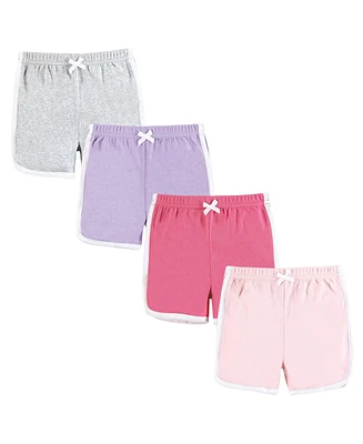 Hudson Baby Girls Shorts Bottoms 4-Pack, Pink Lilac, 9-12 Months