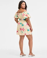 Bar Iii Trendy Plus Printed Off-The-Shoulder Dress, Exclusively at Macy's