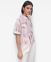 Dkny Women's Printed Chiffon Boxy-Fit Top