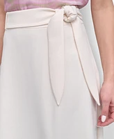 Dkny Women's Aero Crepe Belted Midi Skirt