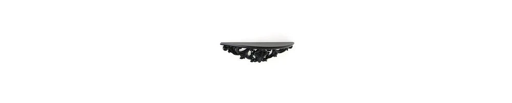 Hand Carved Wooden Moonbay Wall Shelf in Floral Design