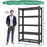5 Tiers Metal Heavy-Duty Garage Storage Shelving Unit