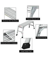 Work Platform Aluminum Portable Bench Folding Ladder Ansi Capacity 225 Lbs 40"