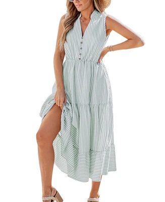 Cupshe Women's Poised & Perfect Striped Midi Beach Dress