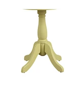 Traditional Round Side Table with Turned Pedestal Base – Sturdy Wood Construction