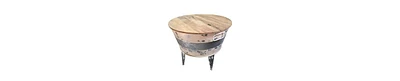 Modern Cocktail Table with Tub-Like Metal Base and Round Top