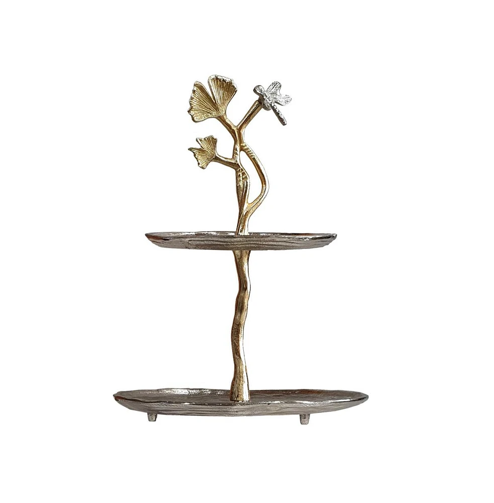 Elegant 2-Tier Cherry Blossom Accent Table for a Stylish and Floral Touch to Your Home Decor