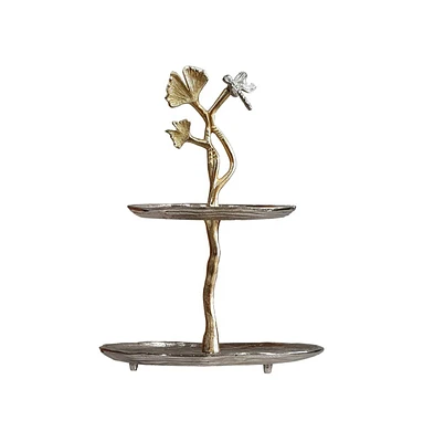 Elegant 2-Tier Cherry Blossom Accent Table for a Stylish and Floral Touch to Your Home Decor