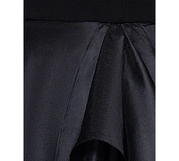 Betsy & Adam Petite Mixed-Material Strapless Ball Gown