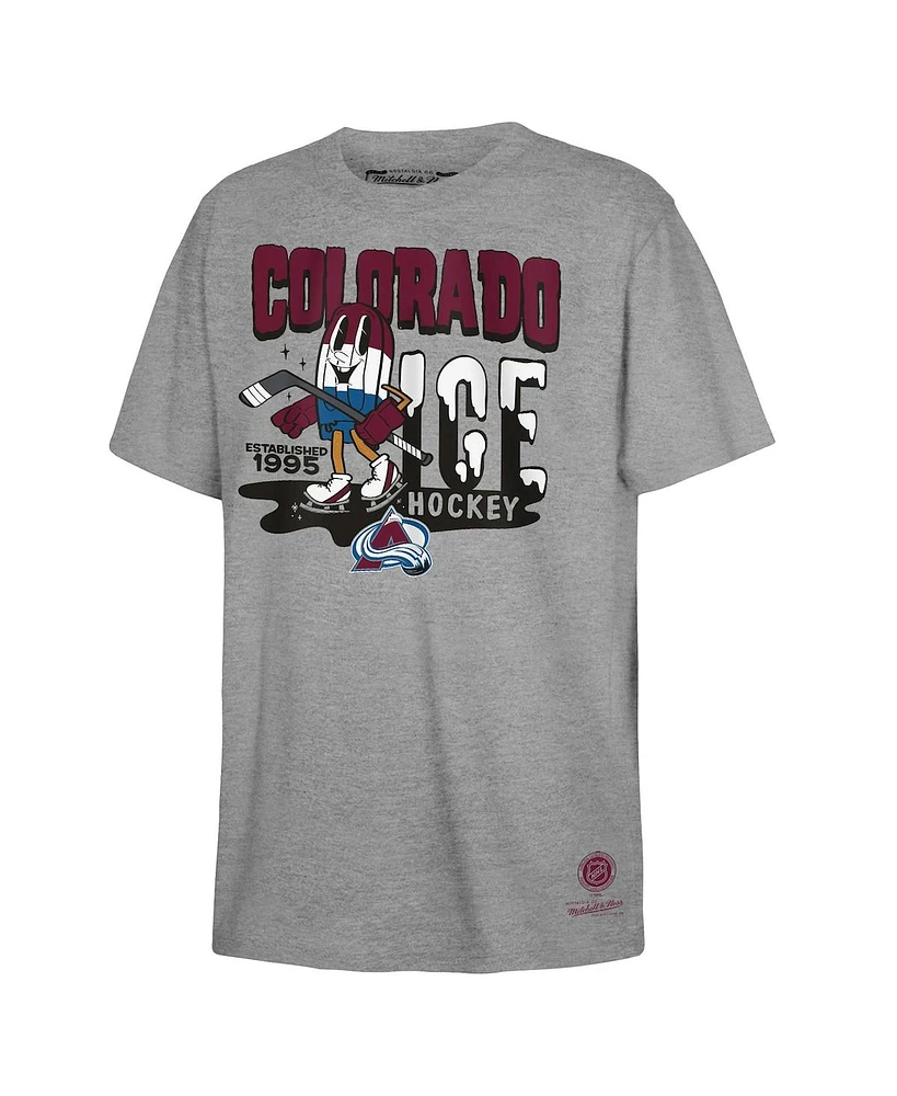 Mitchell & Ness Big Boys and Girls Gray Colorado Avalanche Popsicle T-Shirt