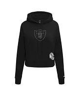 Pro Standard Women's Black Las Vegas Raiders Jeweled Cropped Pullover Hoodie