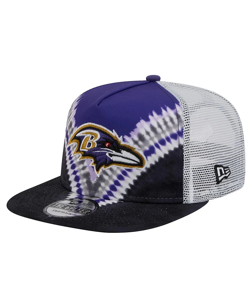 New Era Men's Purple/Black Baltimore Ravens Throwback Dye Golfer Snapback Hat