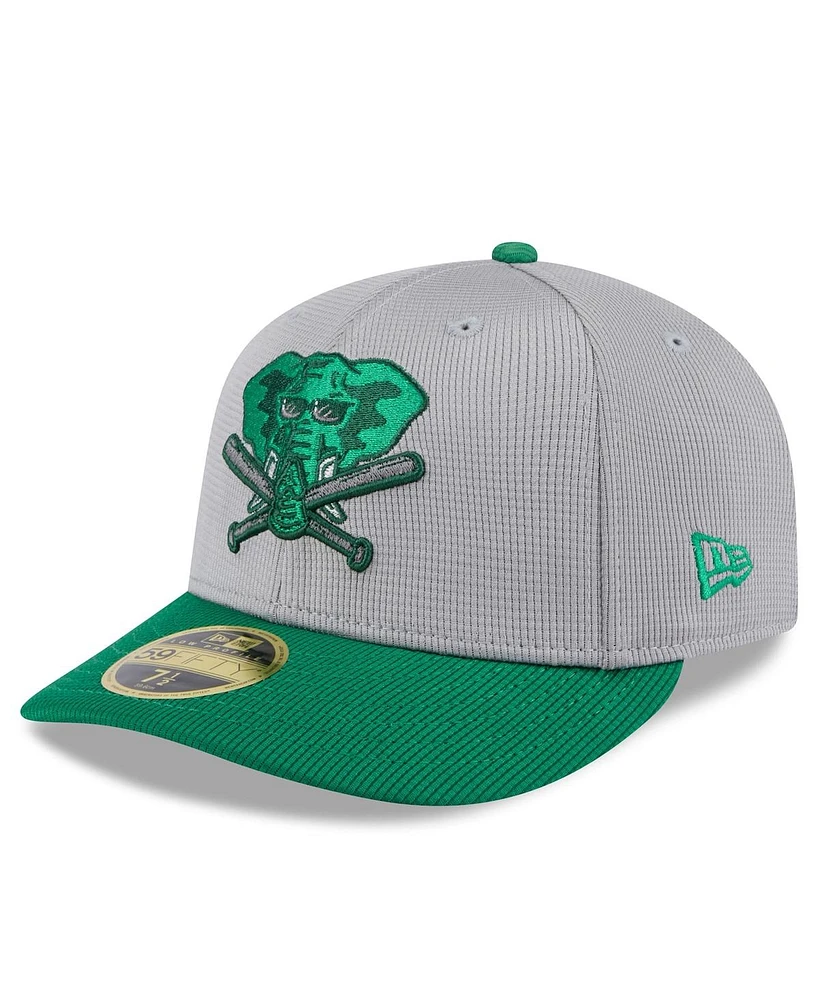 New Era Men's Gray/Green Athletics 2025 Batting Practice Low Profile 59Fifty Fitted Hat