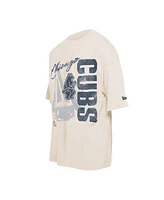 New Era Men's Cream Chicago Cubs Cooperstown Collection Oversized Throwback Distressed T-Shirt