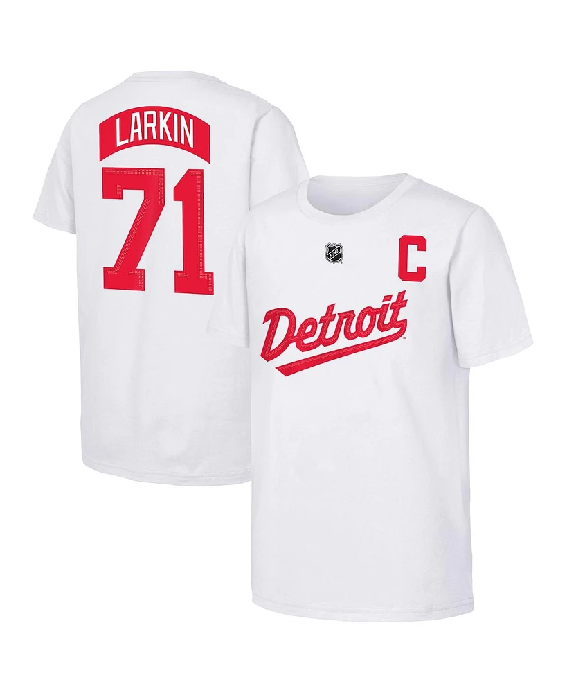 Outerstuff Big Boys and Girls Dylan Larkin White Detroit Red Wings 2025 Nhl Stadium Series Replica Player Name Number T-Shirt