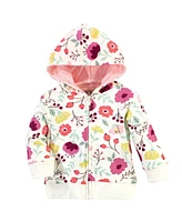 Touched by Nature Toddler Girls Cotton Hoodie, Bodysuit or Tee Top, and Pant, Botanical Toddler, 2